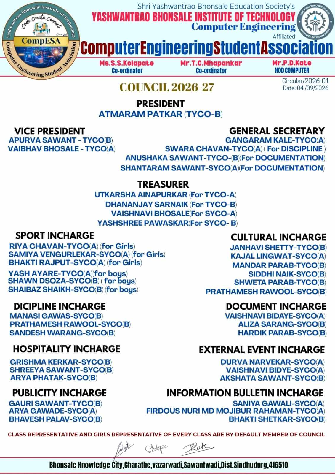 COMPESA Committee Academic year 2026-27
